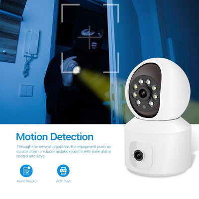 2Mp Dual Lens Dual Screen Wifi Camera With Two-Way Voice & Motion Detection - Surveillance