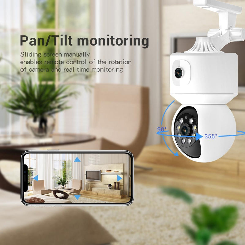 2Mp Dual Lens Dual Screen Wifi Camera With Two-Way Voice & Motion Detection - Surveillance