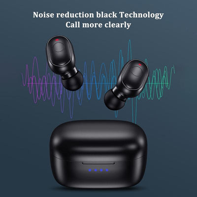 Waterproof Mini Touch-control Bluetooth Earphones with Noise Cancelling - Blue