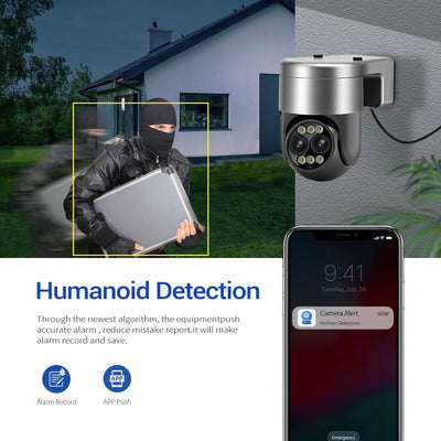 8X Dual Lens Wifi Camera With Dual Light Source And Two-Way Voice & Motion Detection