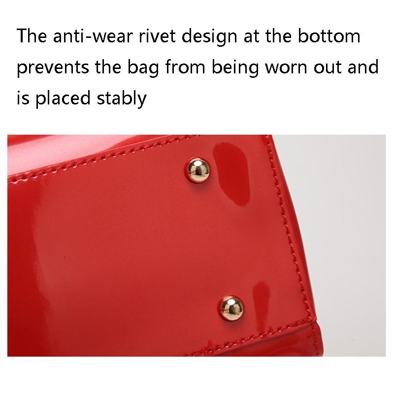 Patent Leather Shoulder Bag For Women - Glue Closure - Blue