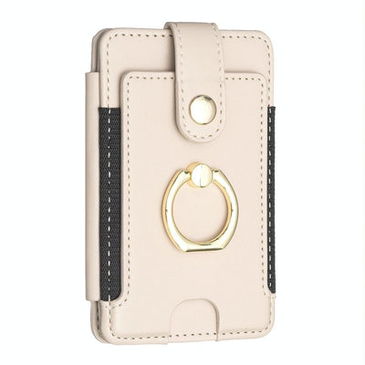 Metal Ring Card Bag Sticker For Mobile Phones - Beige