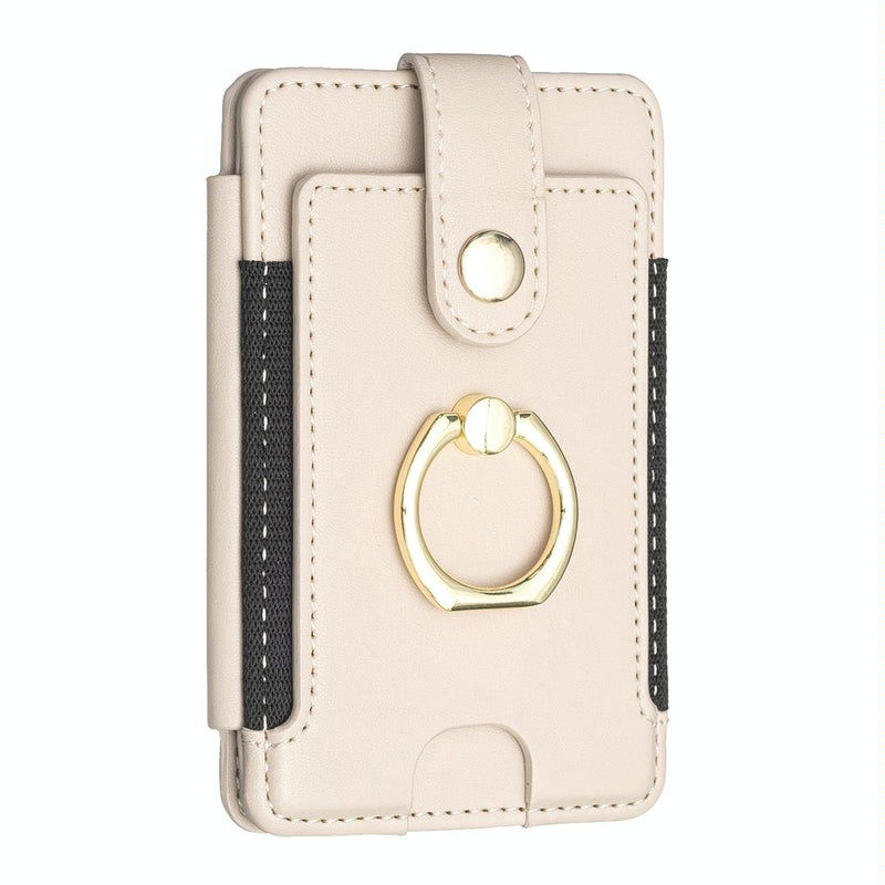 Metal Ring Card Bag Sticker For Mobile Phones - Beige