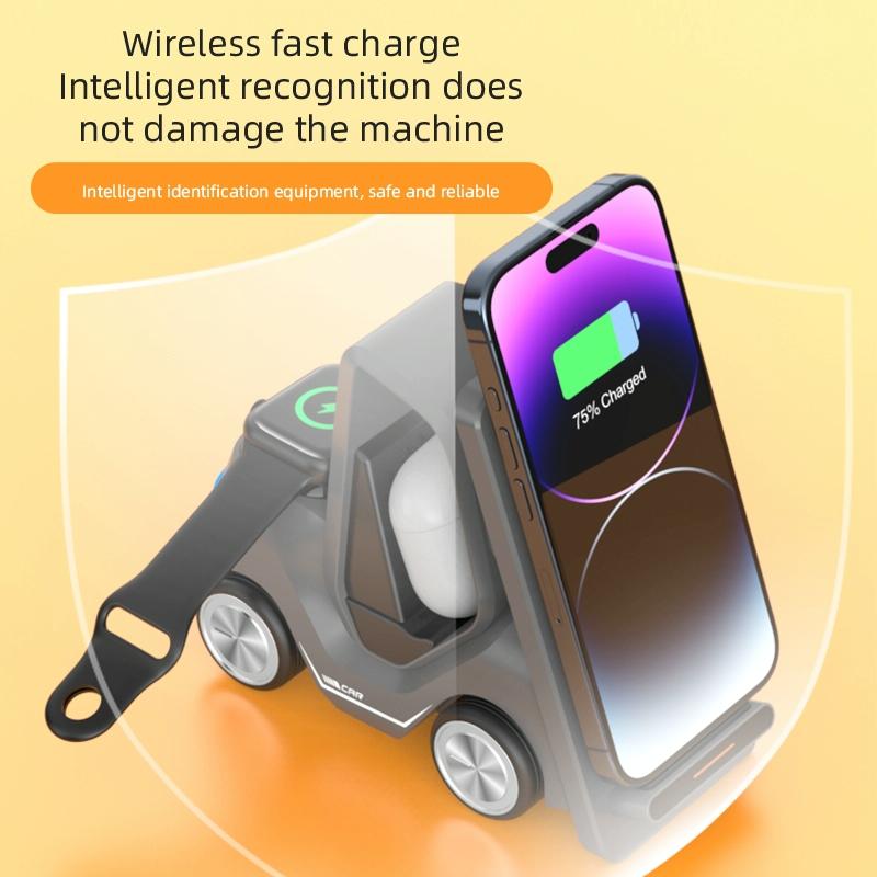 15W 3 In 1 Forklift Wireless Charger With Led Light - Yellow