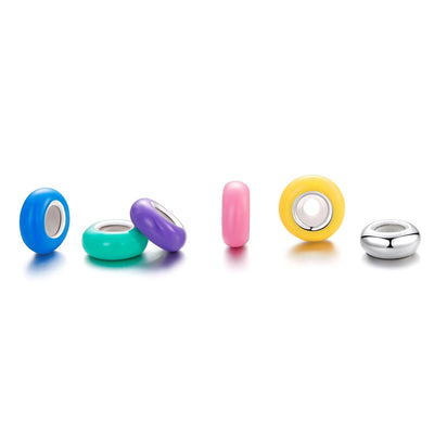 925 Sterling Silver Silicone Beads For Diy Bracelets & Necklaces - Purple