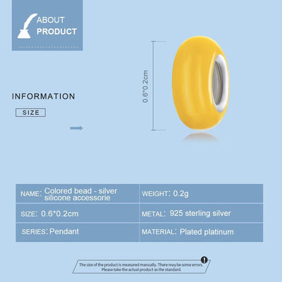 925 Sterling Silver Silicone Beads For Diy Bracelets & Necklaces - Purple