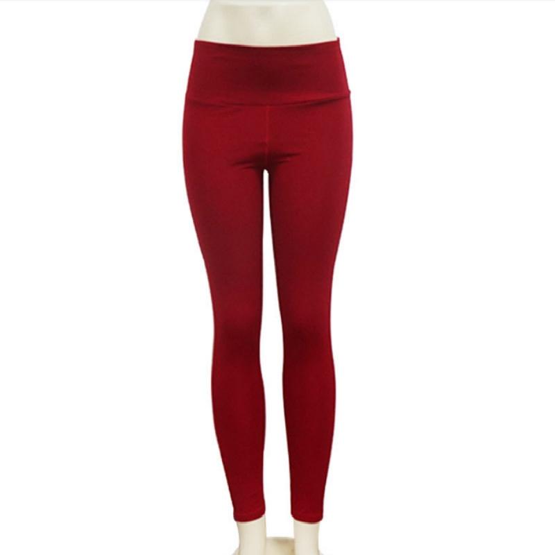 High Elastic Yoga Pants With Pockets For Women Stretch Leggings For Jogging Workout And Running Gym Tights For Women Size M - Red