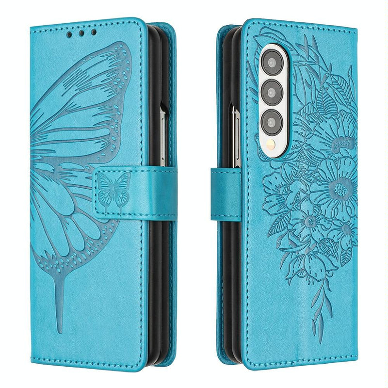 Butterfly Embossed Leather Phone Case - Black