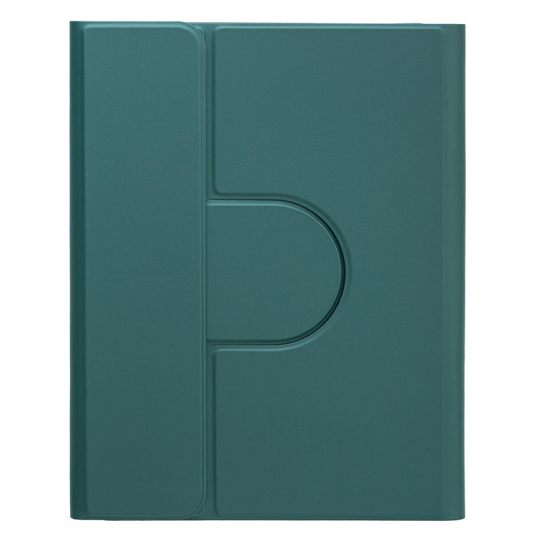 360 Degree Rotatable Bluetooth Keyboard Leather Case - Square Button - Dark Green - For Ipad 10.2 2021 / Air 2019