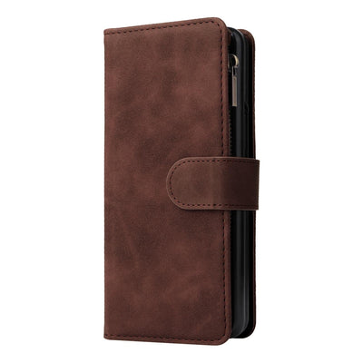 Frosted Leather Zip Wallet for Samsung Galaxy z Fold 4 - Compact and Stylish - Brown