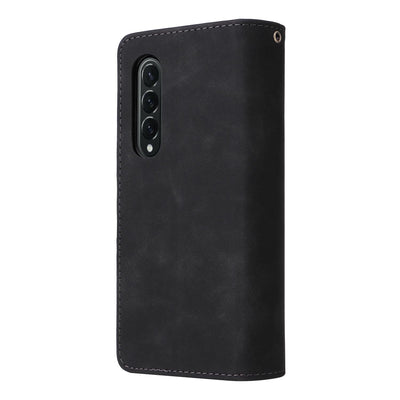 Frosted Leather Zip Wallet for Samsung Galaxy z Fold 4 - Compact and Stylish - Brown