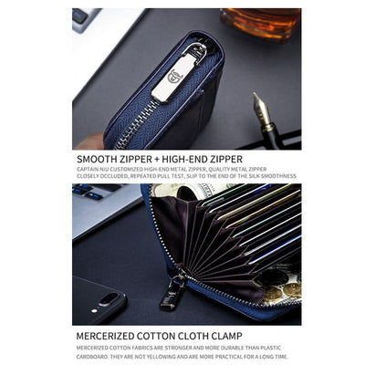 Men'S Leather Card Holder Casual Driver License Wallet - Green