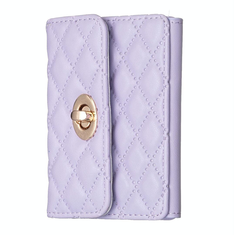 Horizontal Card Bag Mobile Phone Back Sticker With Metal Buckle - Purple