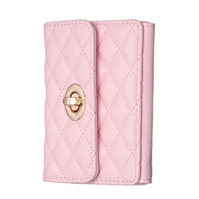 Horizontal Card Bag Mobile Phone Back Sticker With Metal Buckle - Purple