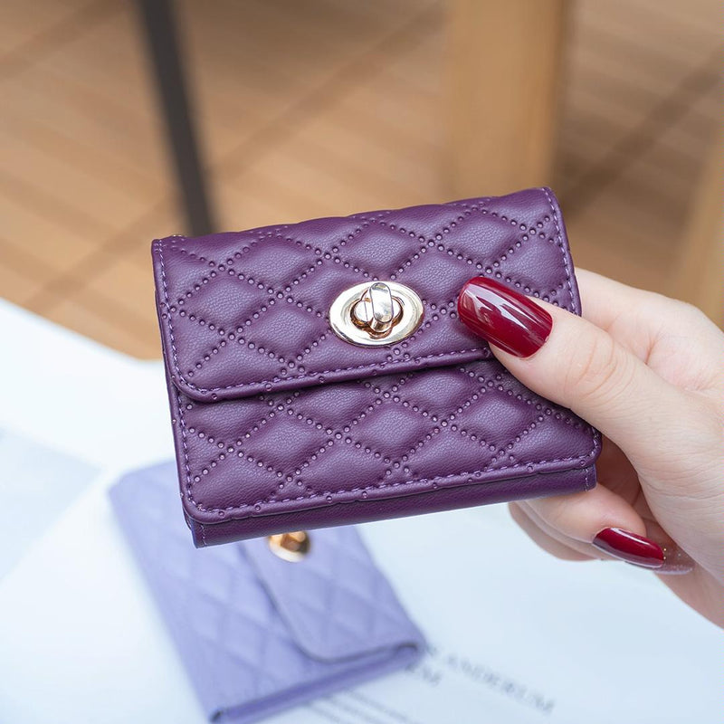 Horizontal Card Bag Mobile Phone Back Sticker With Metal Buckle - Purple