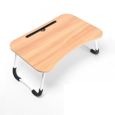 Portable Folding Desk with Fan & Lamp - Compact Design - Walnut