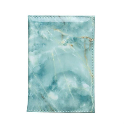 Waterproof Marble Passport & Ticket Holder Colorful Design - Aqua Blue