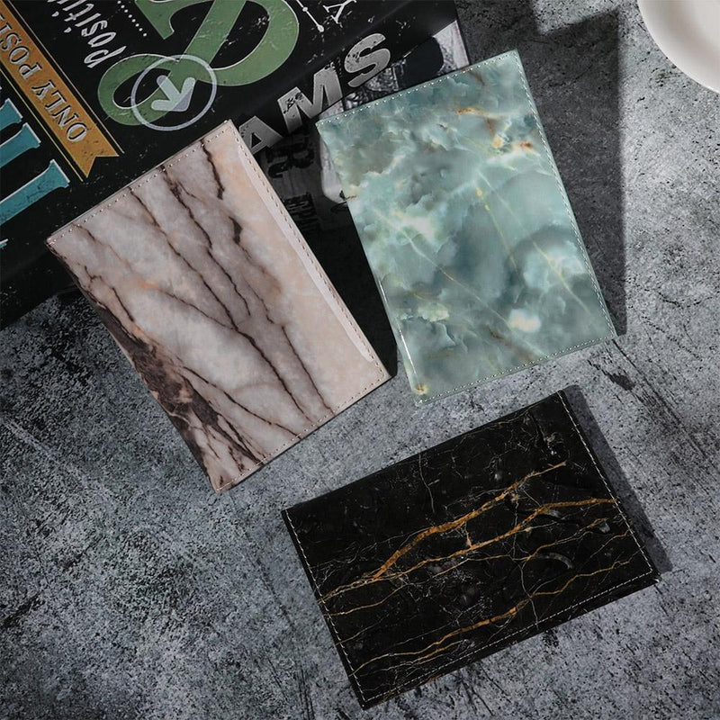 Waterproof Marble Passport & Ticket Holder Colorful Design - Aqua Blue