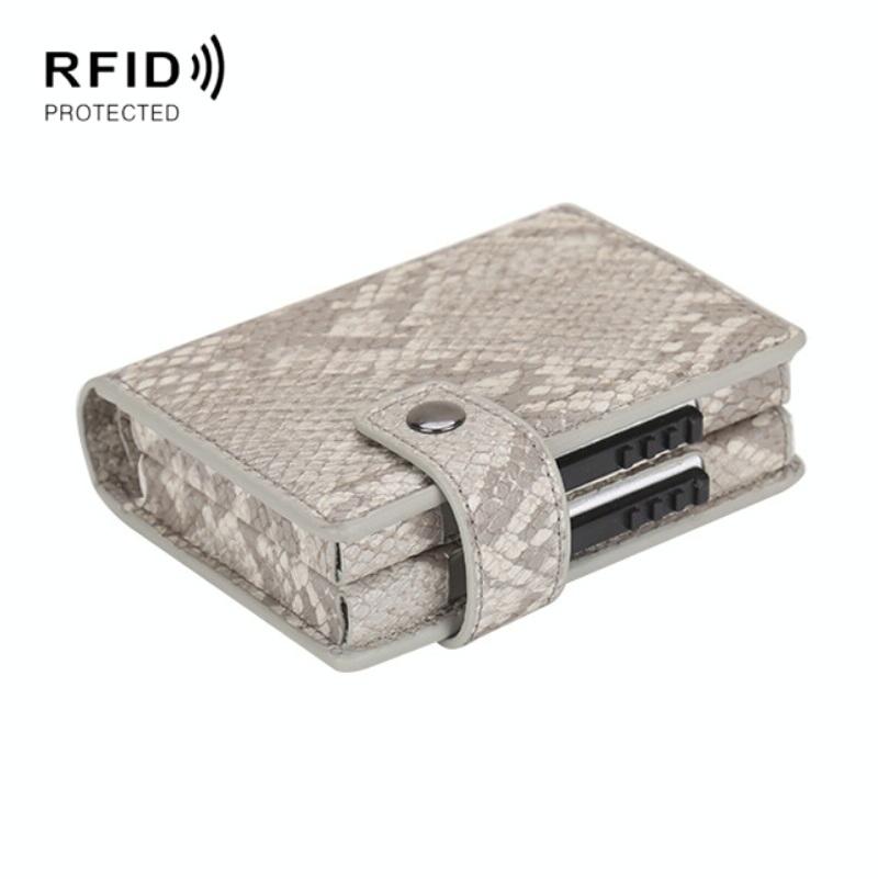 Secure Dual Card Wallet With Rfid Blocking - Crocodile Pattern Black