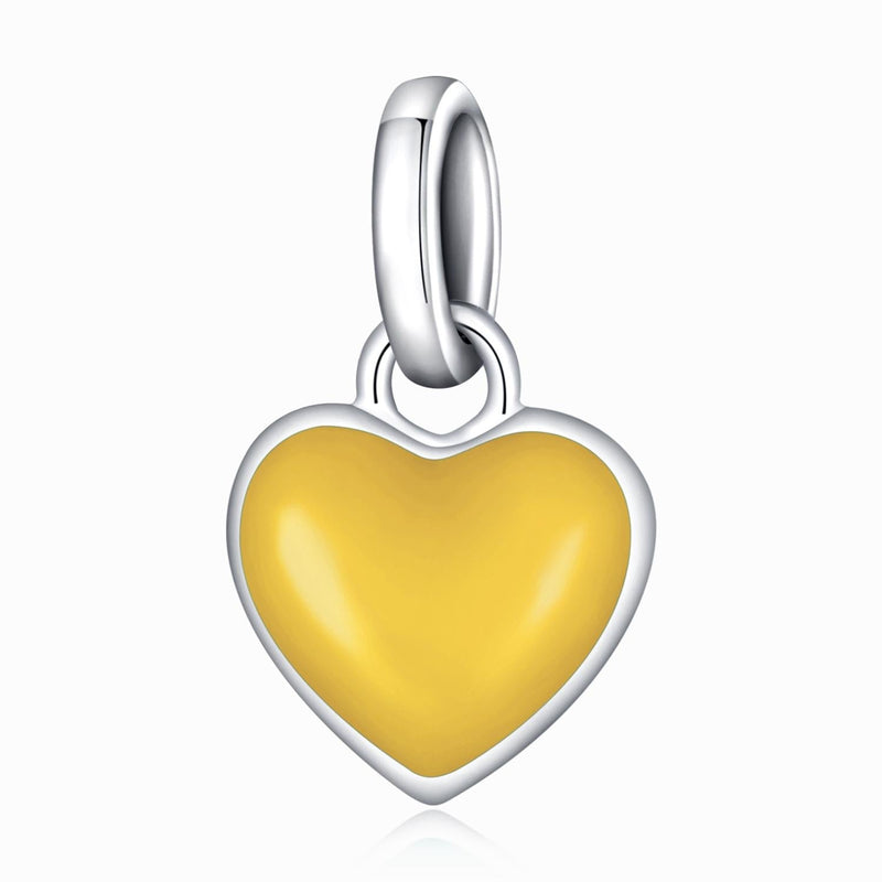 925 Sterling Silver Heart Pendant For Diy Bracelets & Necklaces - Yellow