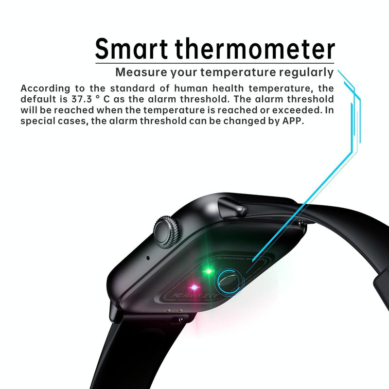 1.83 Inch Bt5.2 Smart Sport Watch Support Sleep / Heart Rate / Blood Oxygen / Temperature / Blood Pressure Health Monitor - Black + Blue