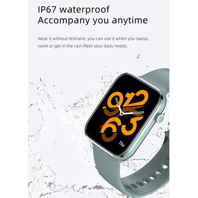 1.69 Inch Ip67 Waterproof Smart Watch With Touch Screen Health Monitoring - Blue