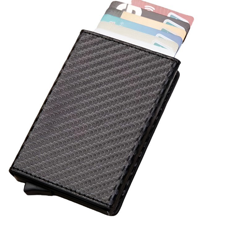 Aluminum Rfid Card Holder with Automatic Pop-up Function - Carbon Fiber