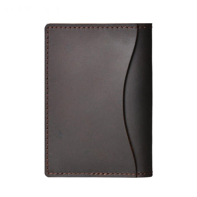 Minimalist Cowhide Card Holder Compact Wallet For Bank & Membership Cards - Wine Red