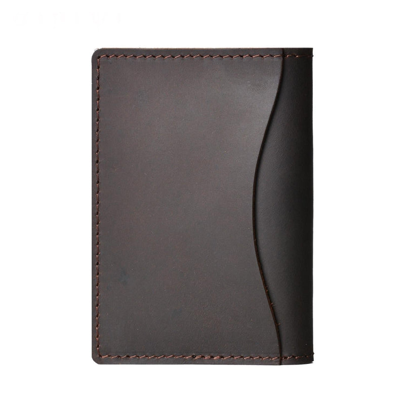 Minimalist Cowhide Card Holder Compact Wallet For Bank & Membership Cards - Wine Red