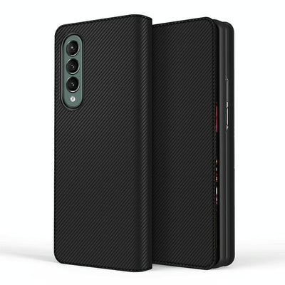 Foldable Leather Phone Case for Samsung Galaxy z Fold 4 - Horizontal Flip - Fiber Brown