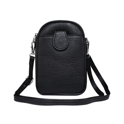 Litchi Texture Phone Crossbody Bag Leather Case For 5.5 Inch - 7.2 Inch Phones - Black