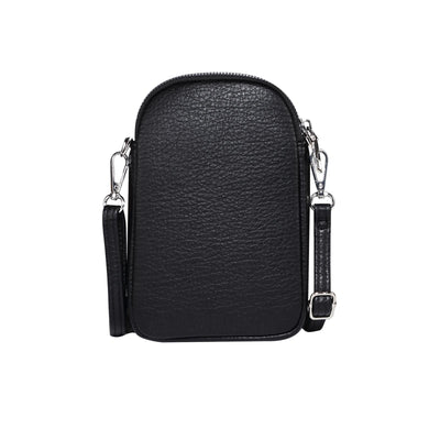 Litchi Texture Phone Crossbody Bag Leather Case For 5.5 Inch - 7.2 Inch Phones - Black