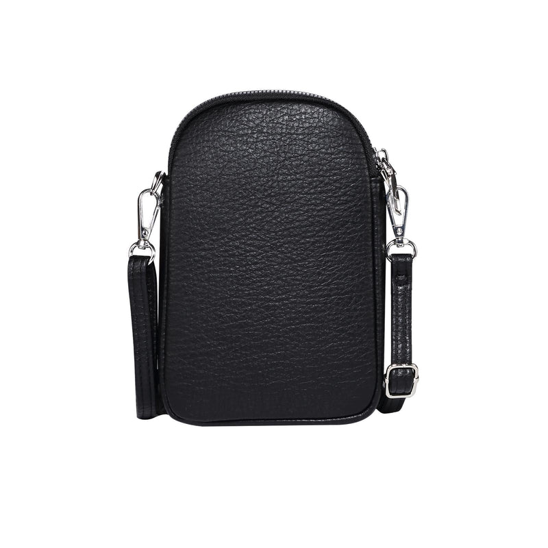 Litchi Texture Phone Crossbody Bag Leather Case For 5.5 Inch - 7.2 Inch Phones - Black