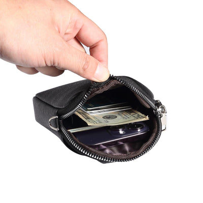 Litchi Texture Phone Crossbody Bag Leather Case For 5.5 Inch - 7.2 Inch Phones - Black