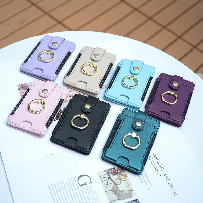 Metal Ring Card Bag Sticker For Mobile Phones - Blue