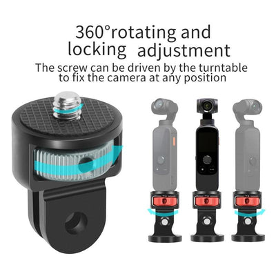 Universal Tripod Adapter for Action Cameras - 1 / 4 Inch Screw - Red Black