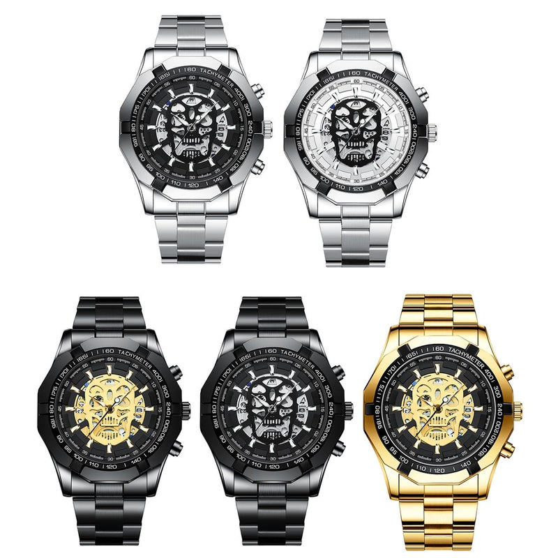 Waterproof Luminous Skeleton Watch - 30m - Full Gold Black Gold Nail