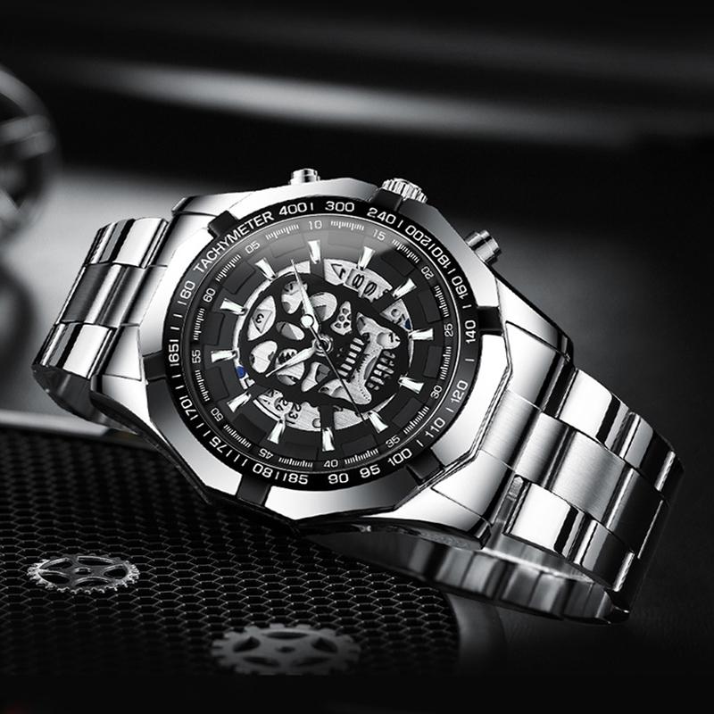Waterproof Luminous Skeleton Watch - 30m - Full Gold Black Gold Nail