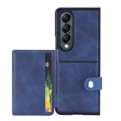 Litchi Pattern Single Button Card Holder Phone Case - Black