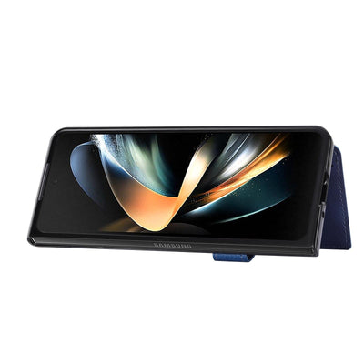 Litchi Pattern Single Button Card Holder Phone Case - Black