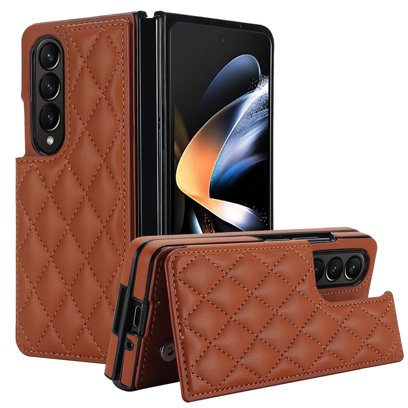 Foldable Full Coverage Double Buckle Pu Phone Case for Samsung Galaxy z Fold 4 - Purple