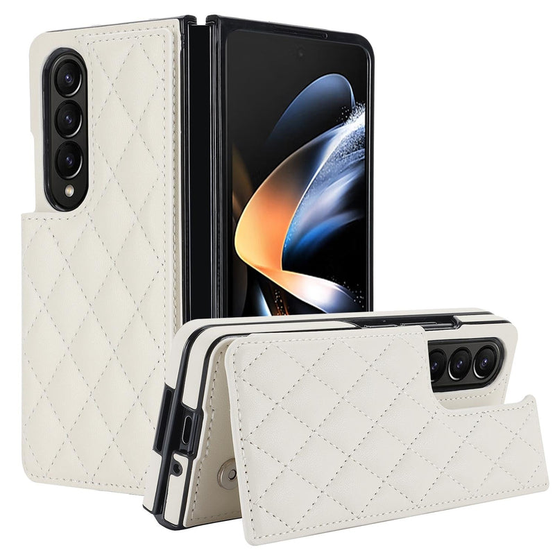 Foldable Full Coverage Double Buckle Pu Phone Case for Samsung Galaxy z Fold 4 - Purple