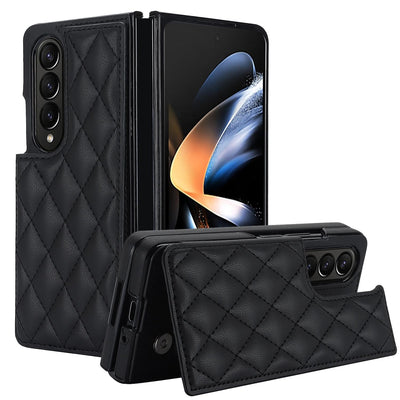Foldable Full Coverage Double Buckle Pu Phone Case for Samsung Galaxy z Fold 4 - Purple