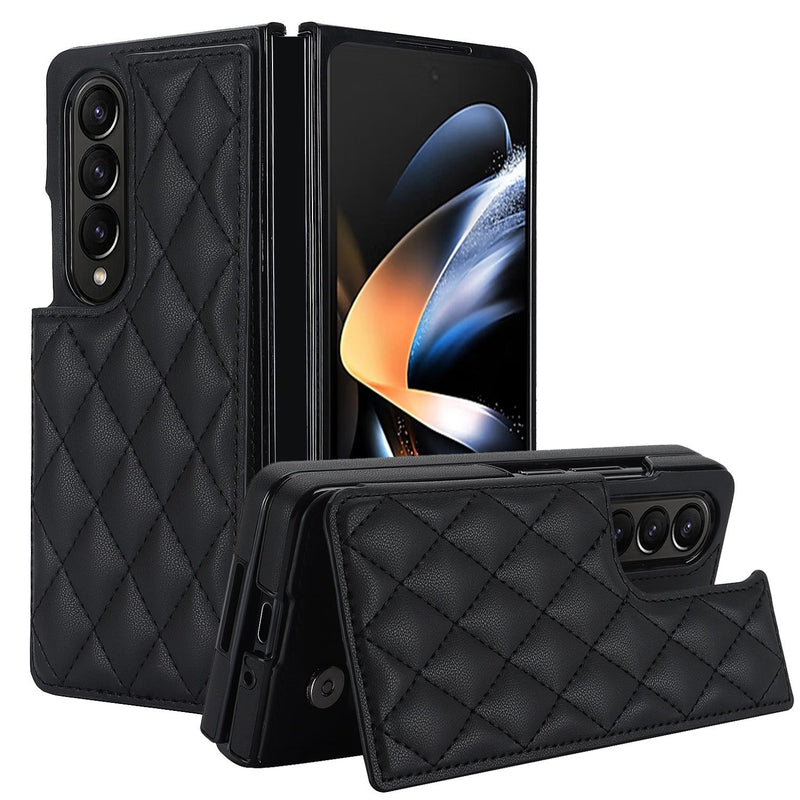 Foldable Full Coverage Double Buckle Pu Phone Case for Samsung Galaxy z Fold 4 - Purple