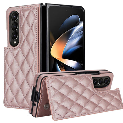 Foldable Full Coverage Double Buckle Pu Phone Case for Samsung Galaxy z Fold 4 - Purple