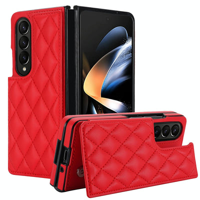 Foldable Full Coverage Double Buckle Pu Phone Case for Samsung Galaxy z Fold 4 - Purple