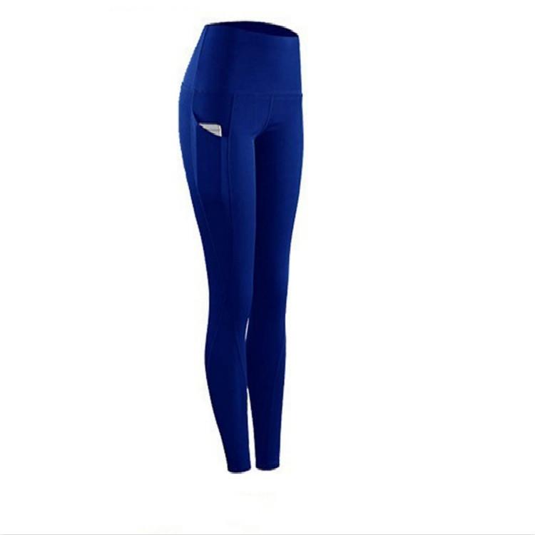 High Waist Slim Sports Leggings Women Tight Sportswear Size L - Navy Blue