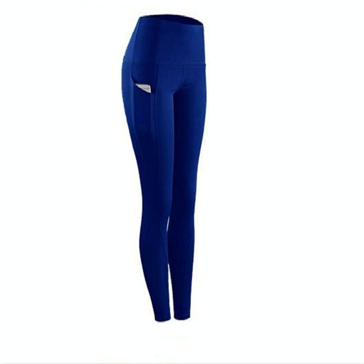 High Waist Slim Sports Leggings Women Tight Sportswear Size L - Navy Blue