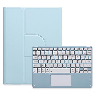 360 Degree Rotatable Bluetooth Keyboard Leather Case With Touchpad - Square Button - Sky Blue - For Ipad 10Th Gen 10.9 2022