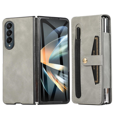 Shockproof Foldable Leather Case with Stylus for Samsung Galaxy z Fold 4 / 5g - Blue